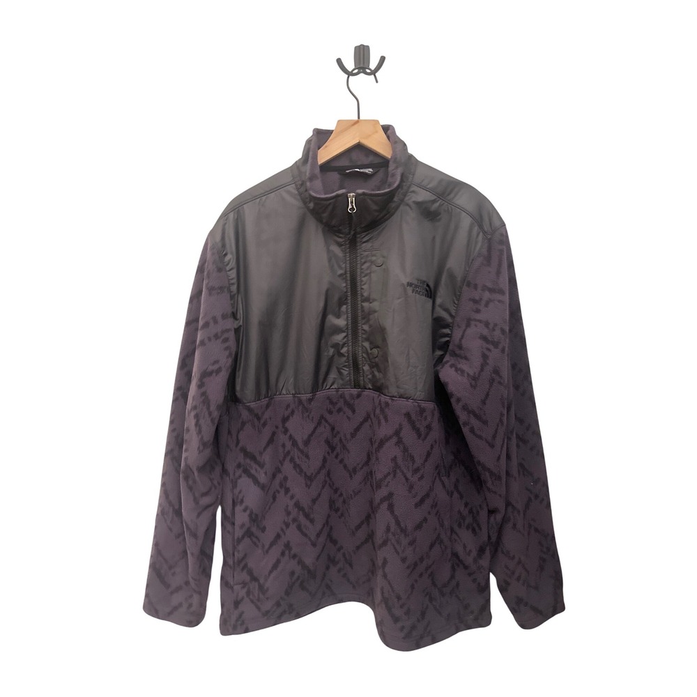 The‎ North Face Mens XXL Pullover Fleece Jacket Black Patterned Half Zip